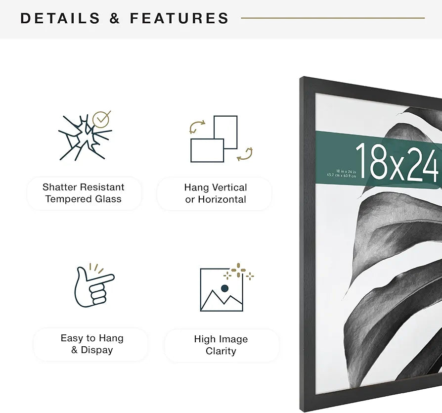 18x24 Black Woodgrain Poster Frame