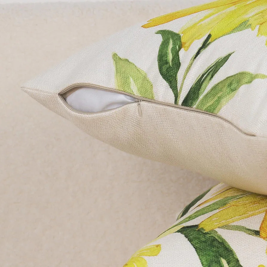 Yellow Daisy Sunflower Throw Pillow Covers 18x18 Set of 4