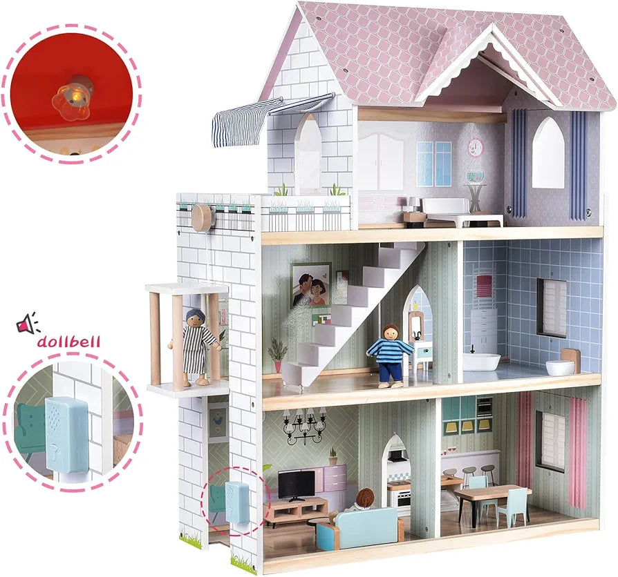 Giant Bean Wooden Dolls House With Elevator And Furniture