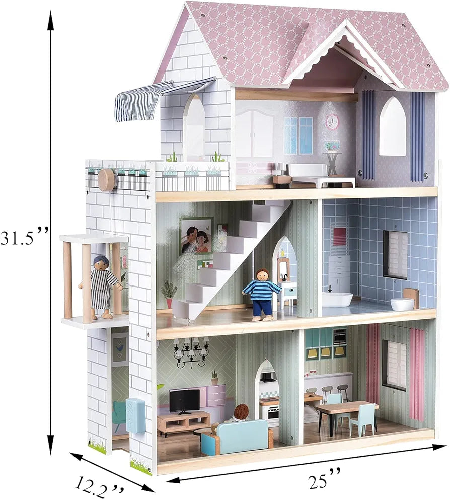 Giant Bean Wooden Dolls House With Elevator And Furniture