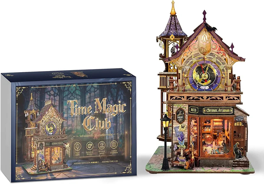 Time Magic Club Book Nook Miniature House 3D Wooden Puzzle