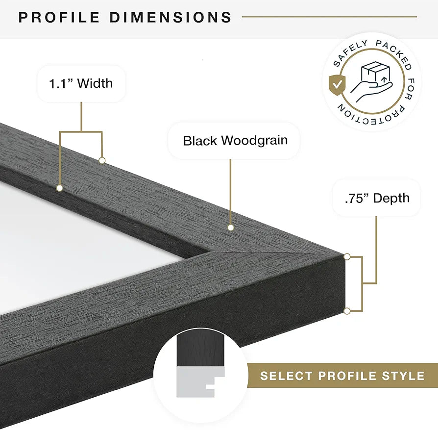 18x24 Black Woodgrain Poster Frame