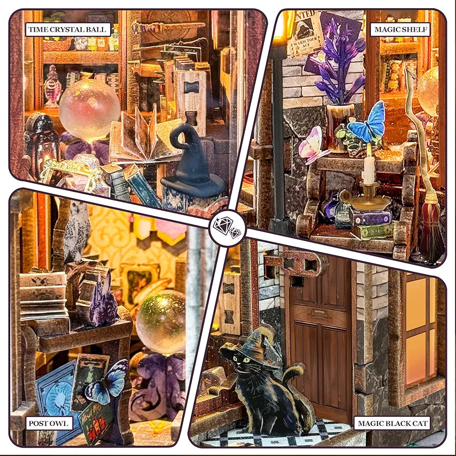 Time Magic Club Book Nook Miniature House 3D Wooden Puzzle