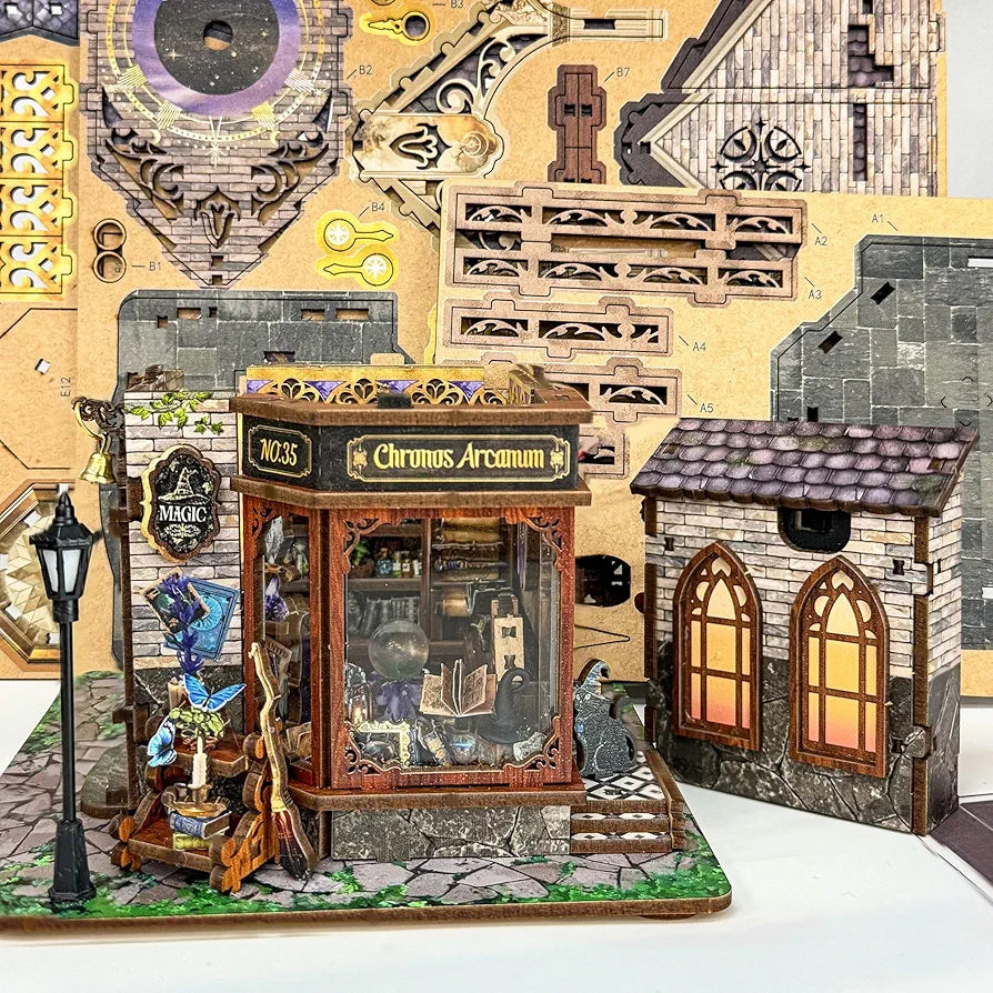 Time Magic Club Book Nook Miniature House 3D Wooden Puzzle