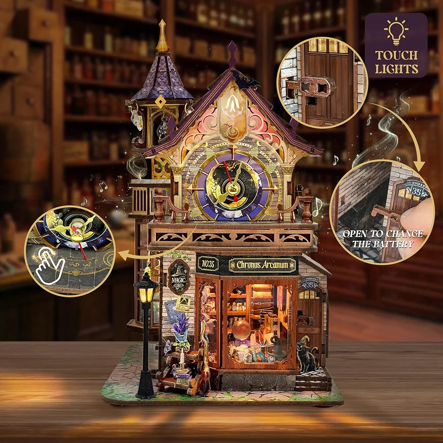 Time Magic Club Book Nook Miniature House 3D Wooden Puzzle
